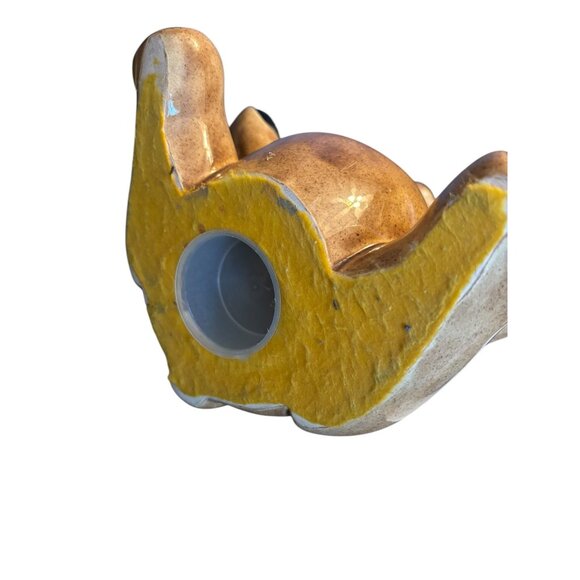 Vintage Ceramic Brown Teddy Bear Bank / Decoration Pink Bow 11" - Picture 8 of 9